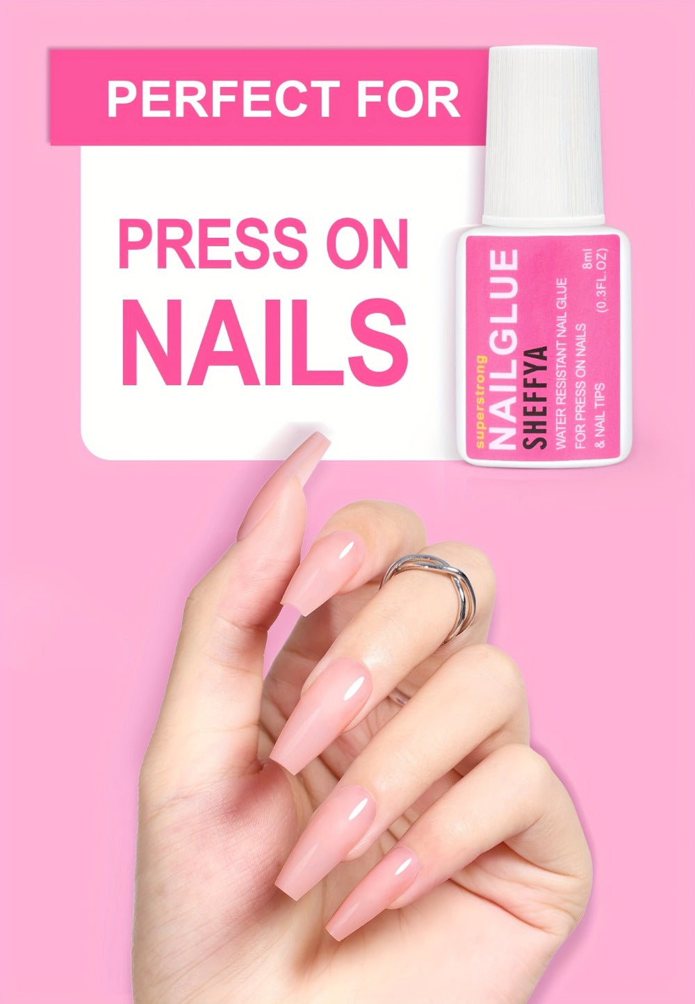 Brush-On Nail Glue Maximum Strength 0.27oz by SHEFFYA – Long-Lasting Mess-Free Precision Applicator for Press-On Nails, Nail Tips & Acrylic Nails, Salon & DIY Home Nail Art, 2pc 5pc 10pc Value Sets