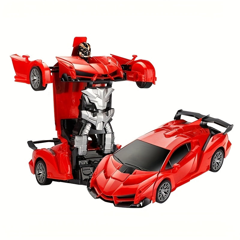 Transforming RC Car for Kids 1:18 Scale – One-Button Deformation Robot Remote Control Stunt Car, 2.4GHz 360° Rotating Drift Toy for Boys & Girls Ages 3 4 5 6, Birthday Christmas Holiday Gift (Red)