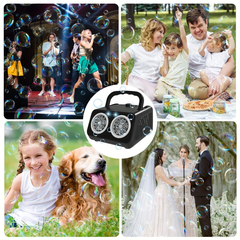 Electric Bubble Machine for Kids Toddlers – Dual Fan 20000+ Bubbles Per Minute with Bubble Solution Included, Battery Operated Outdoor Bubble Blower Toy for Boys Girls Ages 3+, Birthday Party Gift
