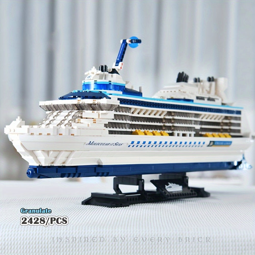 2428-Piece Cruise Ship Building Block Display Model with Nautical Details