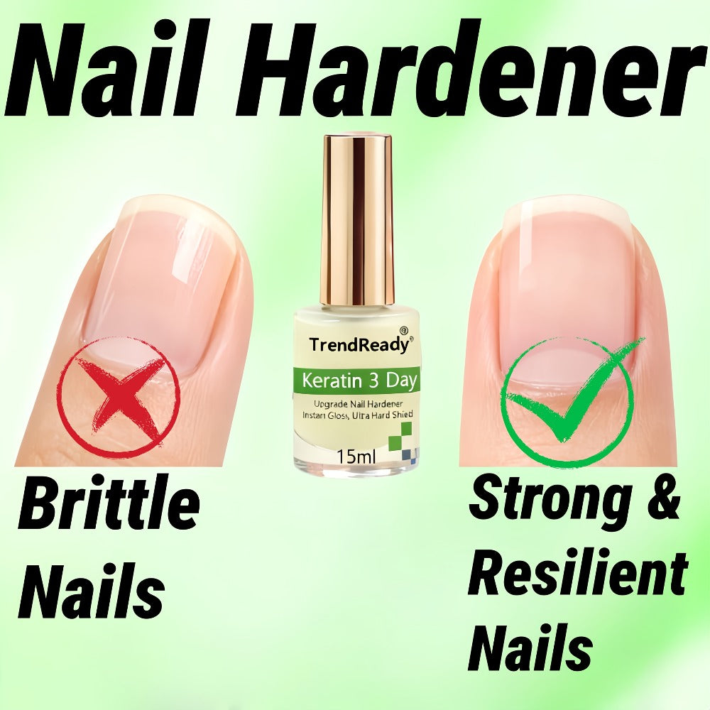 Vitamin E & Hyaluronic Acid Nail Hardener 2PCS 0.51oz – Protein Base Coat Ridge Filler & Concealer Quick Air-Dry Formula, Strengthens Weak Brittle Peeling Nails & Toenails, Clear Nail Treatment for Women Men