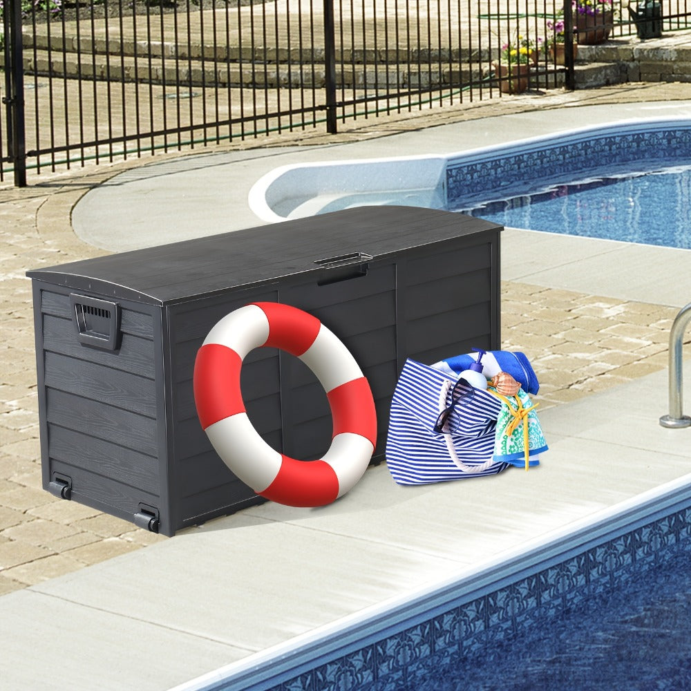 75 Gallon Deck Box with Wheels – 284L Resin Outdoor Storage Box Lockable Plastic Container for Patio, Pool & Garden, 110 lbs Capacity, Multiple Colors, Weatherproof Outdoor Storage Cabinet