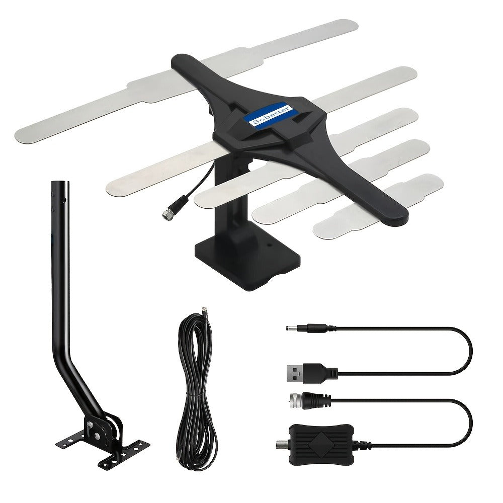 TV Antenna with J Mount 150 Mile Range - Indoor Outdoor Attic Installation, 2026 Model, Local Channels 4K 1080p HD, Easy Setup, Black