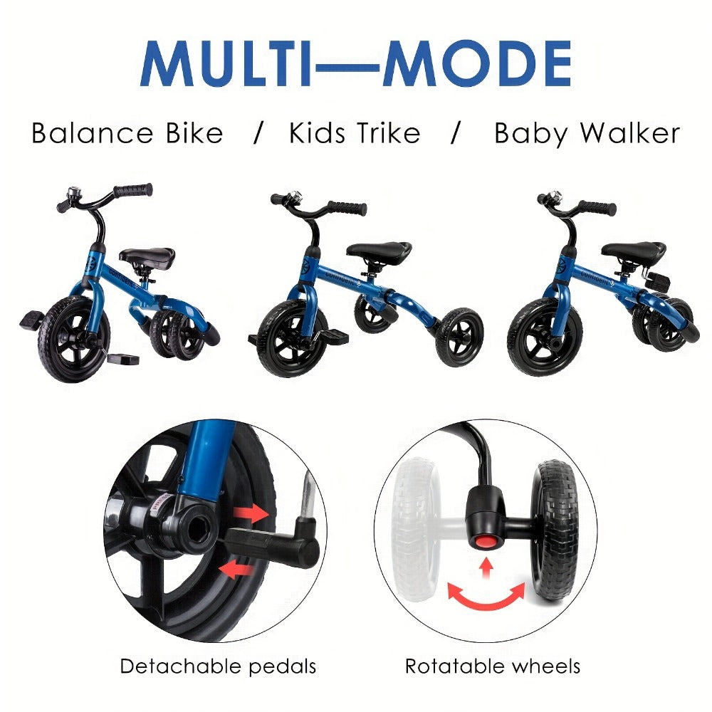 3-in-1 Toddler Tricycle and Balance Bike with Folding Frame, Green