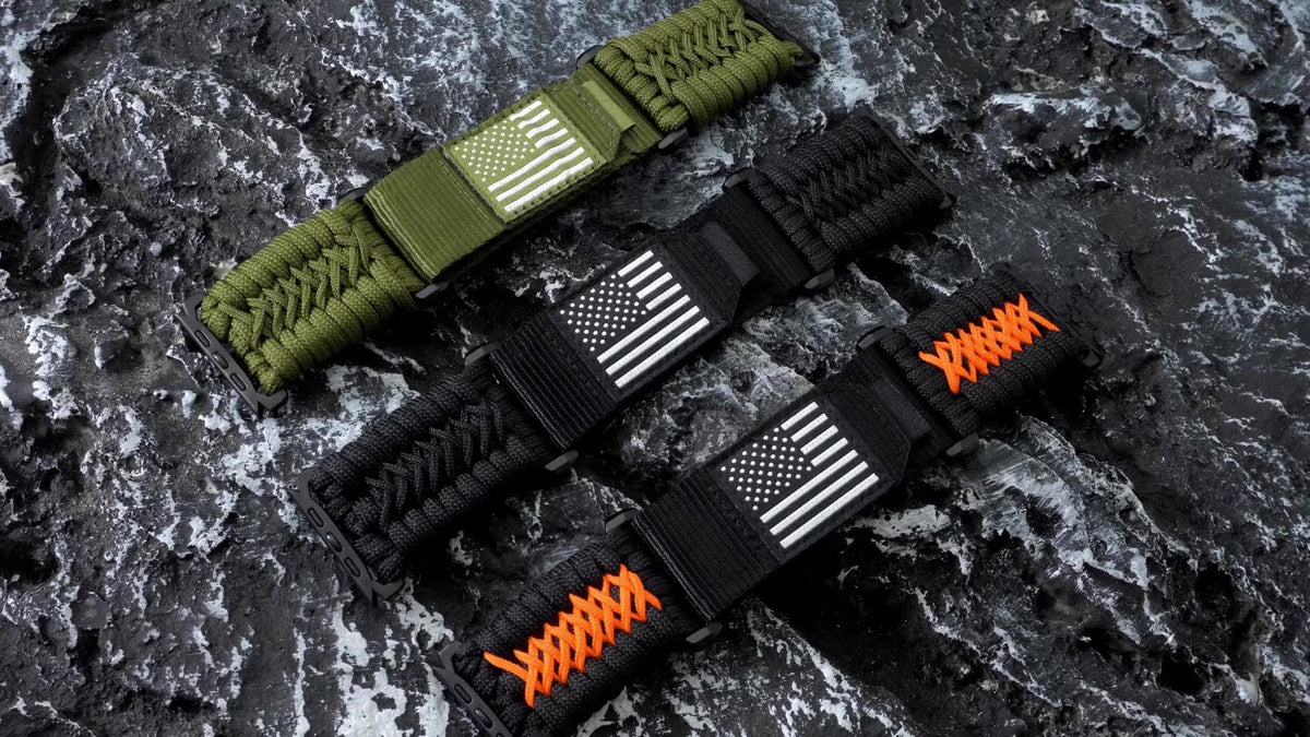 Rugged Nylon Sport Loop Apple Watch Band for Men – Woven Adjustable Strap Compatible with Apple Watch Ultra 3 2 1 Series 11 10 9 8 7 6 5 4 SE 49mm 46mm 45mm 44mm 42mm S M L XL Army Green Black Orange