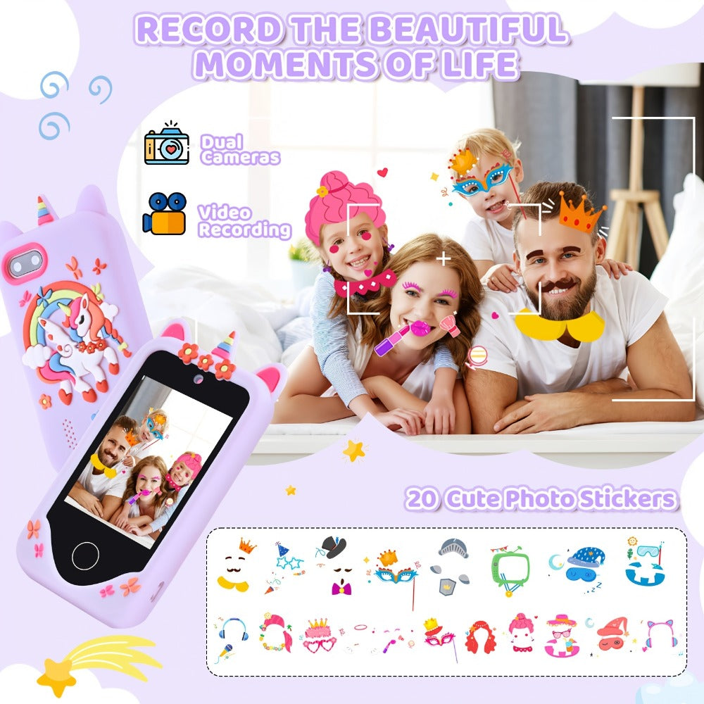 Kids Toy Phone with Touchscreen and Dual Camera, Pink or Purple Options