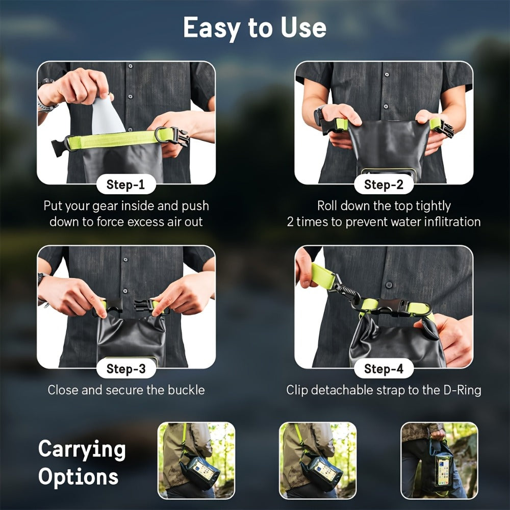 Waterproof Dry Bag Set 3-Piece Roll Top Backpack with Phone Pouch & Dry Sack - Kayaking Boating Camping Swimming Beach Fishing Rafting Travel Gear for Men Women, 1.32 Gal Lightweight PVC Water Sports Bag
