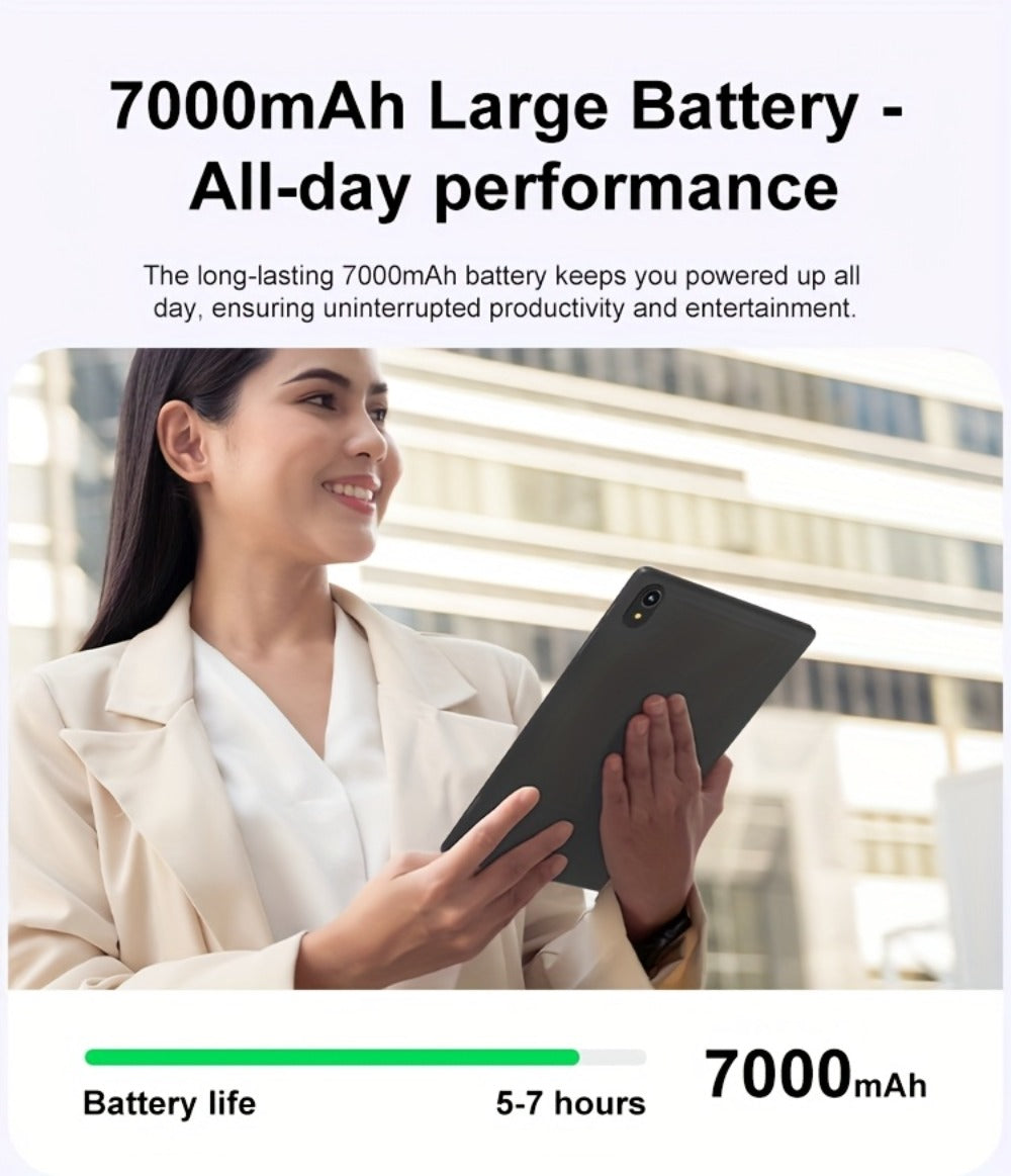Business Tablet 11 Inch Android 16 Gemini AI 8GB RAM 128GB ROM 1TB Expandable 7000mAh Long Battery WiFi 6 Dual Cameras Tablet PC for Work Study Entertainment – Grey