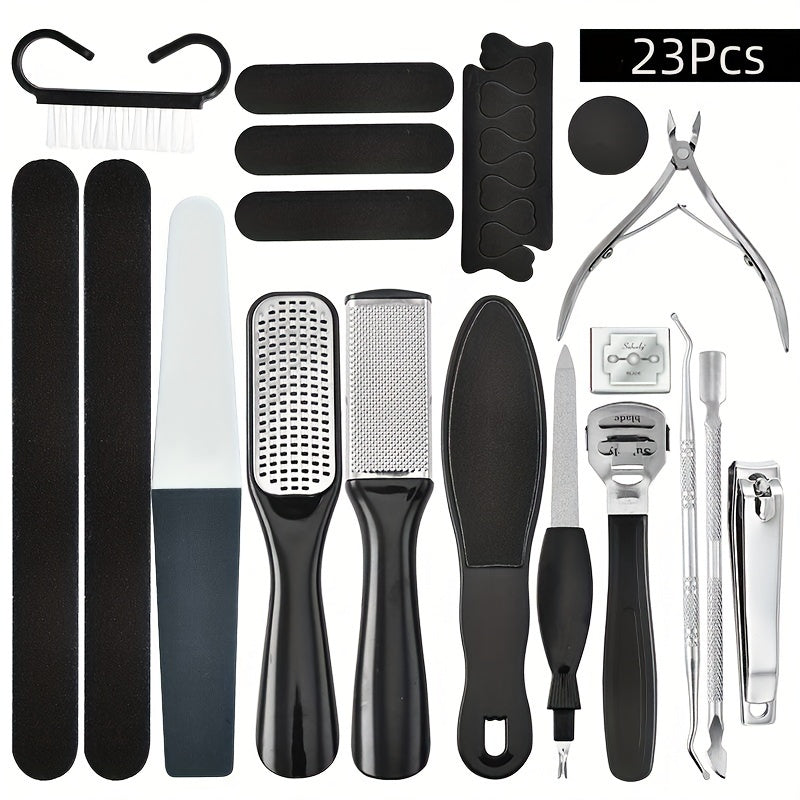 Pedicure Tool Set Stainless Steel Professional Foot Care Kit Dead Skin Callus Remover Nail Cuticle Tools for Women Men 10-Piece & 23-Piece Options Home Salon Travel