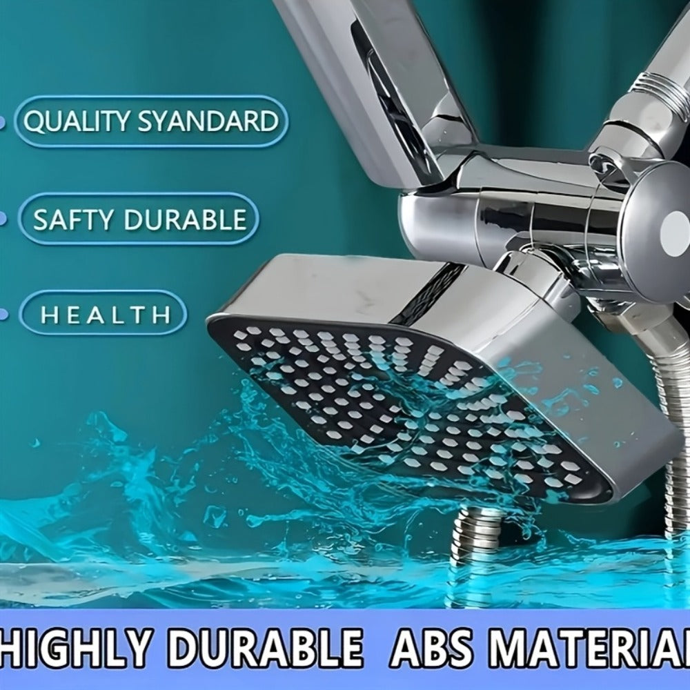 2-in-1 High Pressure Handheld Shower Head Set with Rain Showerhead – Long Hose T-Valve ABS Wall Mount Bathroom Upgrade