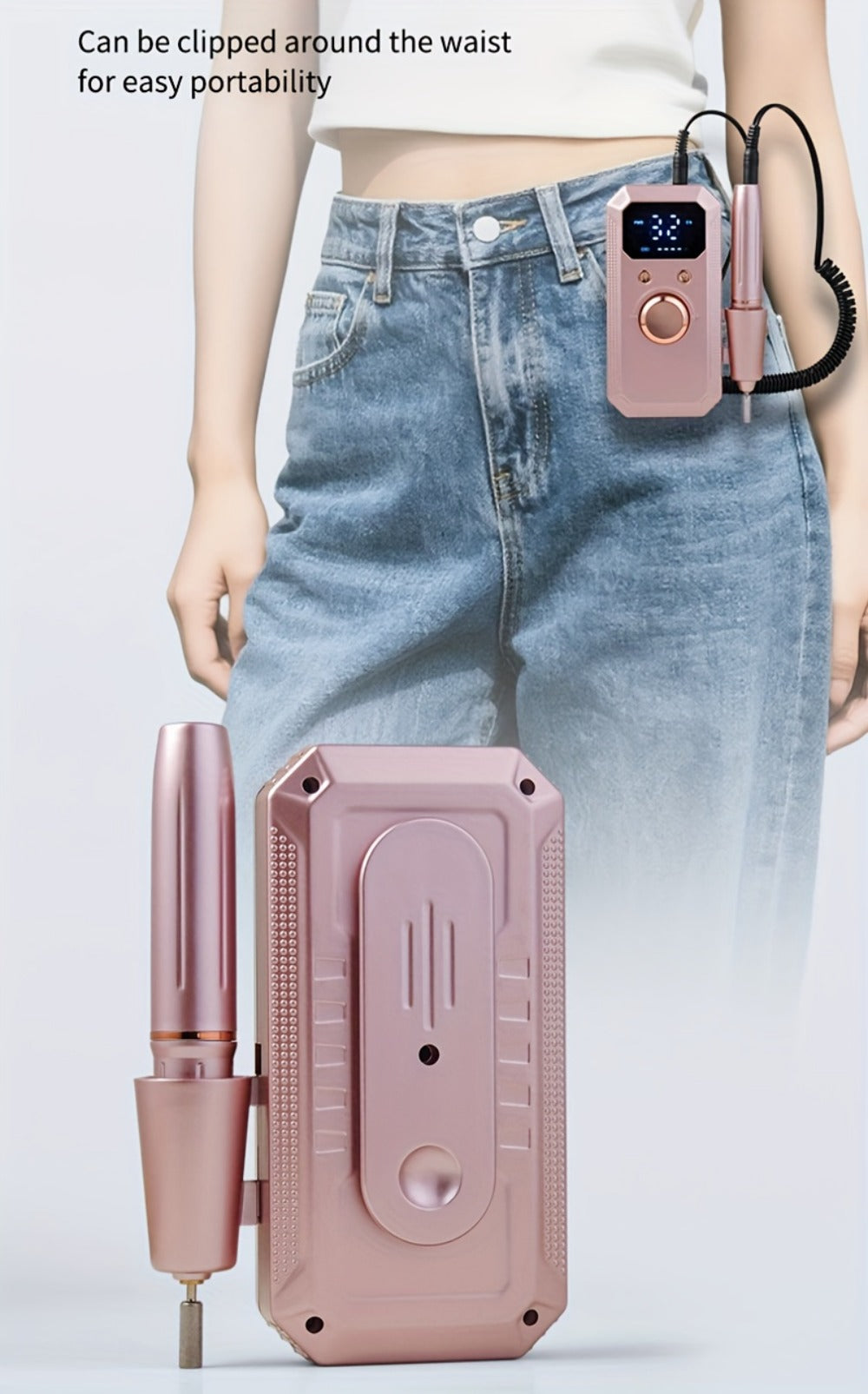 Cordless Electric Nail Drill Machine Rechargeable Professional E-File 11 Bits 20 Sanding Discs High Speed Acrylic Gel Natural Nails Polishing Portable Home Salon Black Pink White Grey Rose Gold