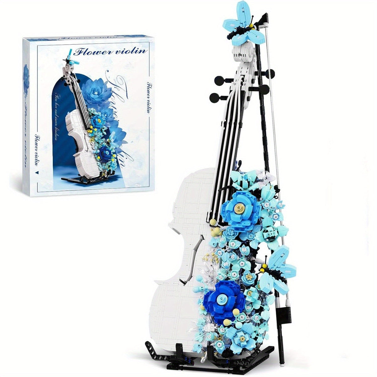 Flower Violin Building Block Set, 1,419-Piece 3D Model