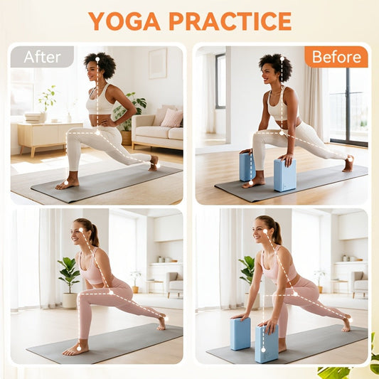 Foam Yoga Mat Set, 2-Pack with Non-Slip Surface for Pilates and Stretching