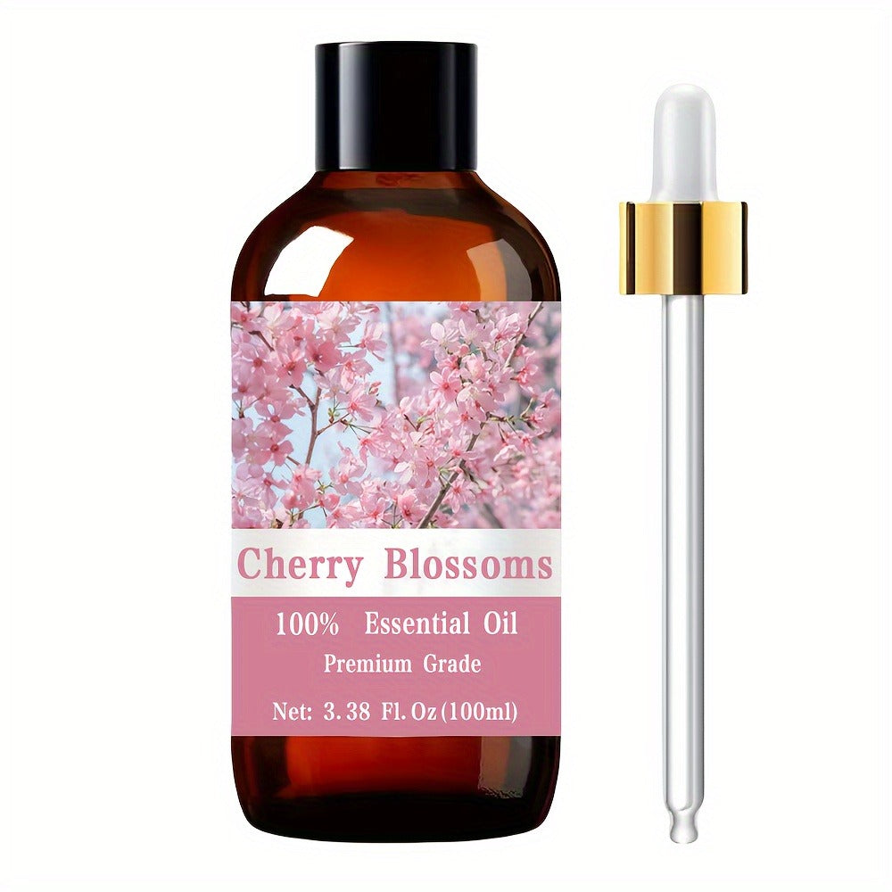 Cherry Blossom Body Oil Care Grade 100ml 3.38oz – Moisturizing Aromatherapy Oil for Skin Care, Hair Conditioning, Nail & Cuticle, Body Massage & Meditation, Floral Spa Wellness Gift for Women Men