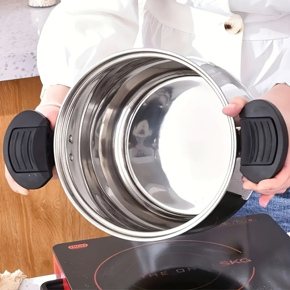 304 Stainless Steel Stew Pot Large Capacity – Food-Grade Non-Stick Multipurpose Cooker | Induction & Gas Stove Compatible Soup Pot for Home Kitchen | Durable Even-Heating Cooking Pot