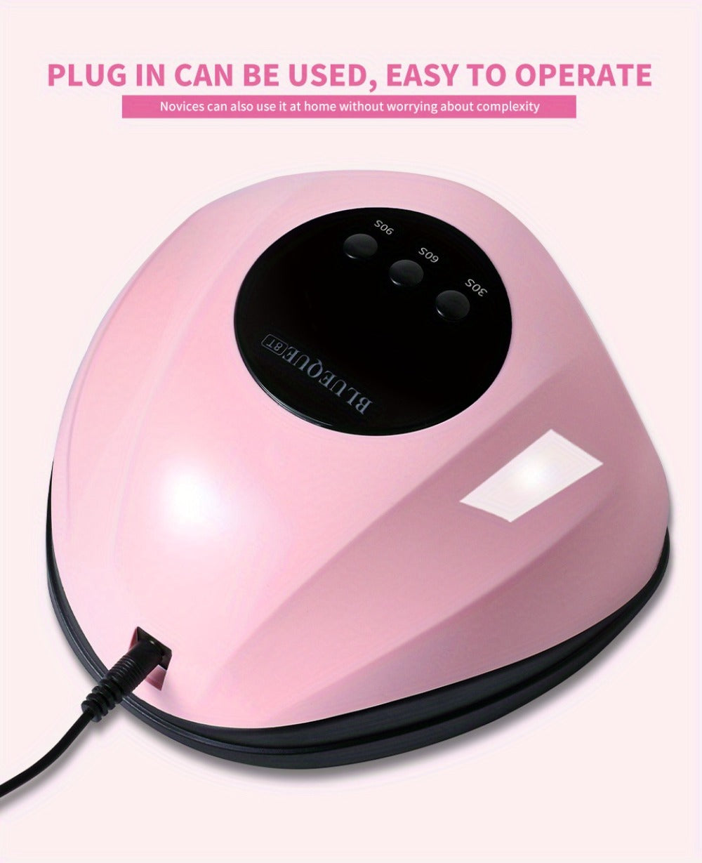 LED Nail Lamp Professional LCD Display Auto Sensor 4 Timer Settings USB Powered Instant Gel Polish Curer No Adapter Needed for Home Salon Manicure Pedicure DIY Nail Art Pink White