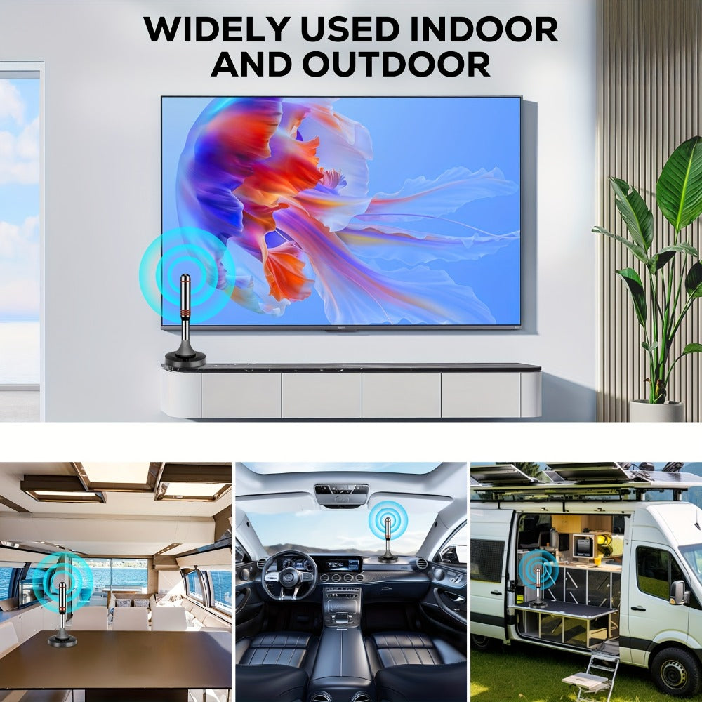 Amplified Indoor HDTV Antenna with Signal Booster & Removable Amplifier - 4K 1080p 360° Reception, Free Local Channels ABC CBS NBC FOX, No Cable or Satellite Fees, Easy Install for Smart TV