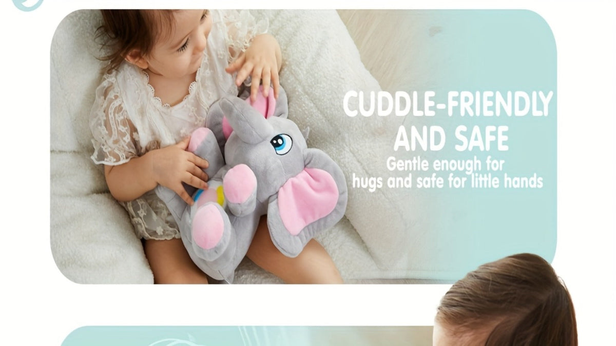 Plush Musical Elephant Baby Toy with Music & Lights – Soft Stuffed Animal Sensory Toy for Infants 6+ Months, Cuddly Light Up Elephant Comfort Toy, Christmas & Birthday Gift for Baby Boys & Girls