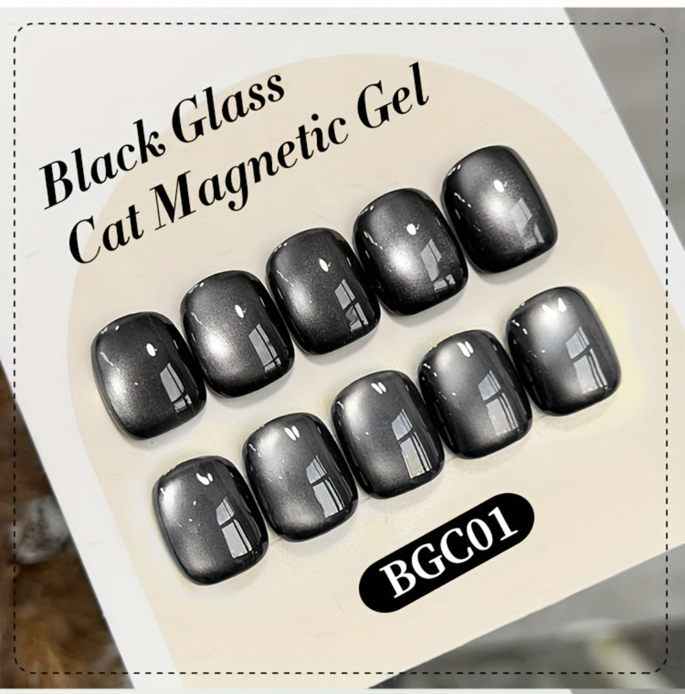 Black Cat Eye Magnetic Gel Nail Polish 10ml Glass Bead Iridescent Multicolor Shimmer – Soak-Off UV LED 30-Day Wear Shiny Line Effect, Salon Quality Nail Art for Women DIY Home Manicure