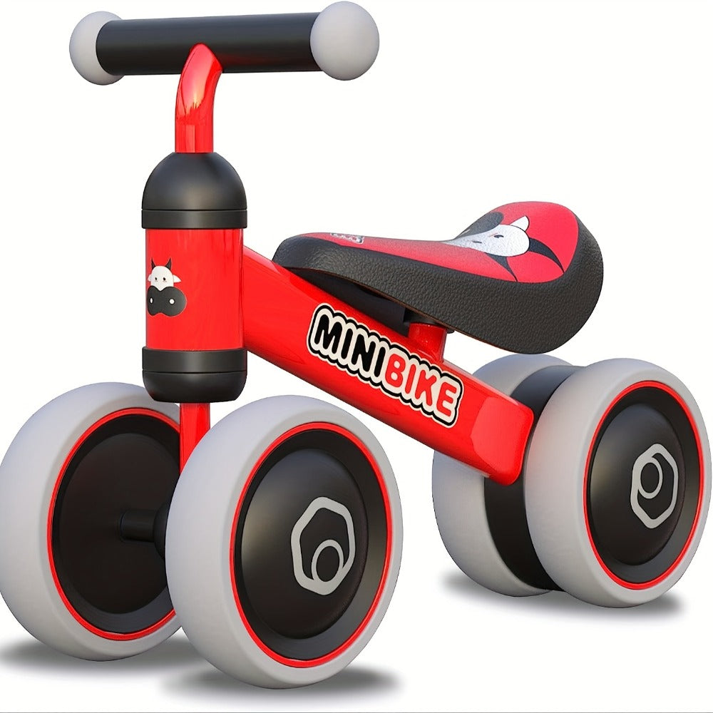Four-Wheel Toddler Balance Bike with No Pedals and Color Options