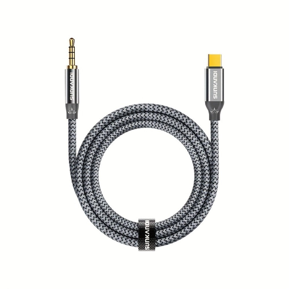 USB C to 3.5mm Audio Adapter with DAC Chip | SUNKANDI TRRS Headphone Jack Converter for iPhone 15 16 Galaxy S24 S23 iPad MacBook & All USB-C Devices – Hi-Fi Car Stereo Cord