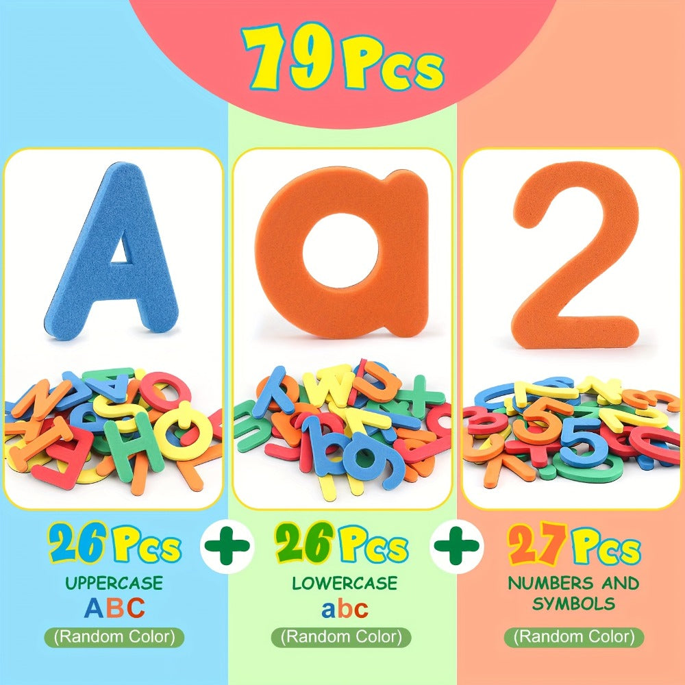 Magnetic Letters and Numbers for Kids 79-Piece Colorful Alphabet Fridge Magnets – Educational Spelling Counting Learning Toy for Toddlers Boys Girls Ages 3+, Preschool Kindergarten Classroom Home Gift