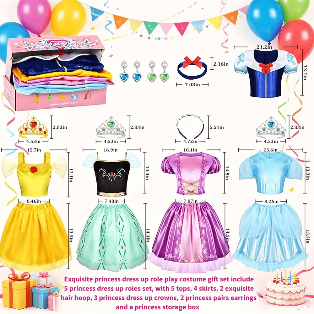 Princess Dress-Up Costume Set with Role-Play Outfits and Accessories