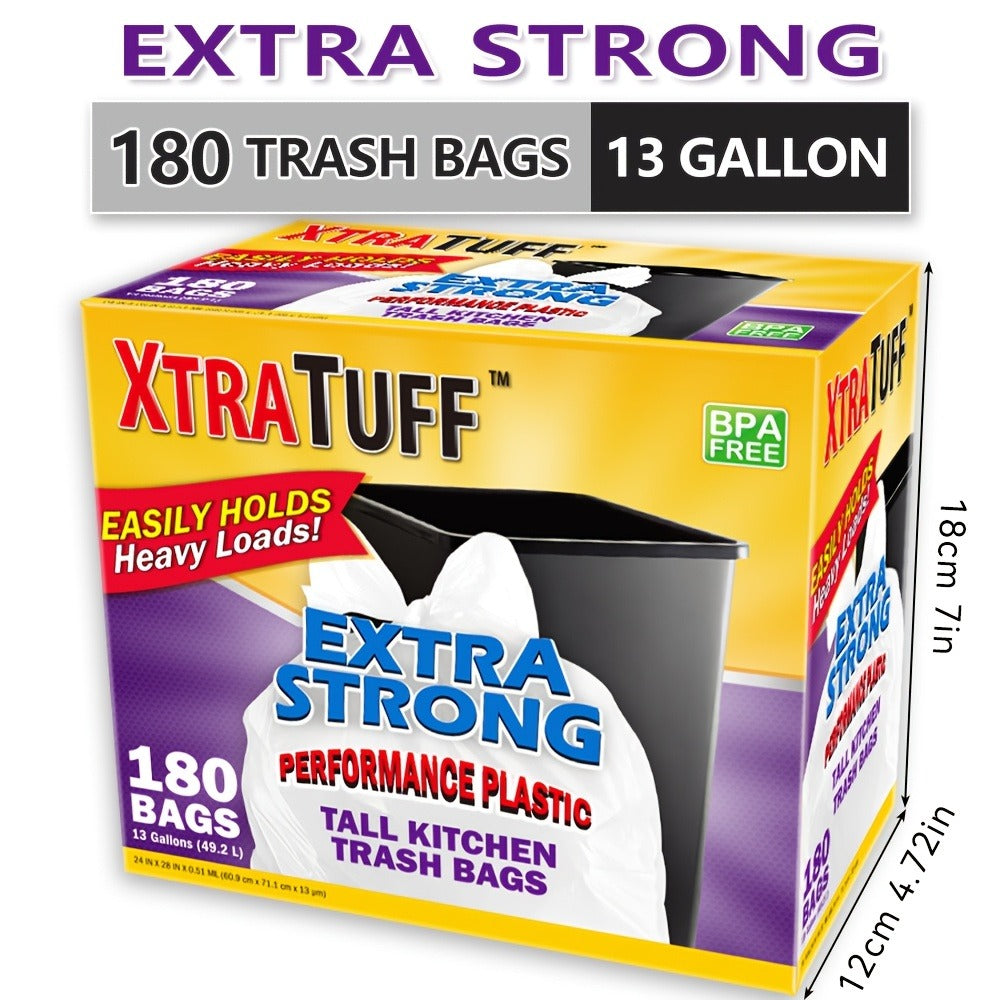 13 Gallon Trash Bags Heavy Duty – Expandable Drawstring & Clear Garbage Bags, Leak-Resistant Odor-Control Liners for Kitchen, Bedroom, Office, Outdoor Use (44/85/104/170/180/360 Count)