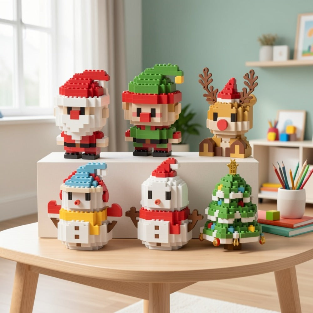 Christmas Building Blocks Party Set, 6 Boxes 1052 Pieces Santa Mini Assembly Kits