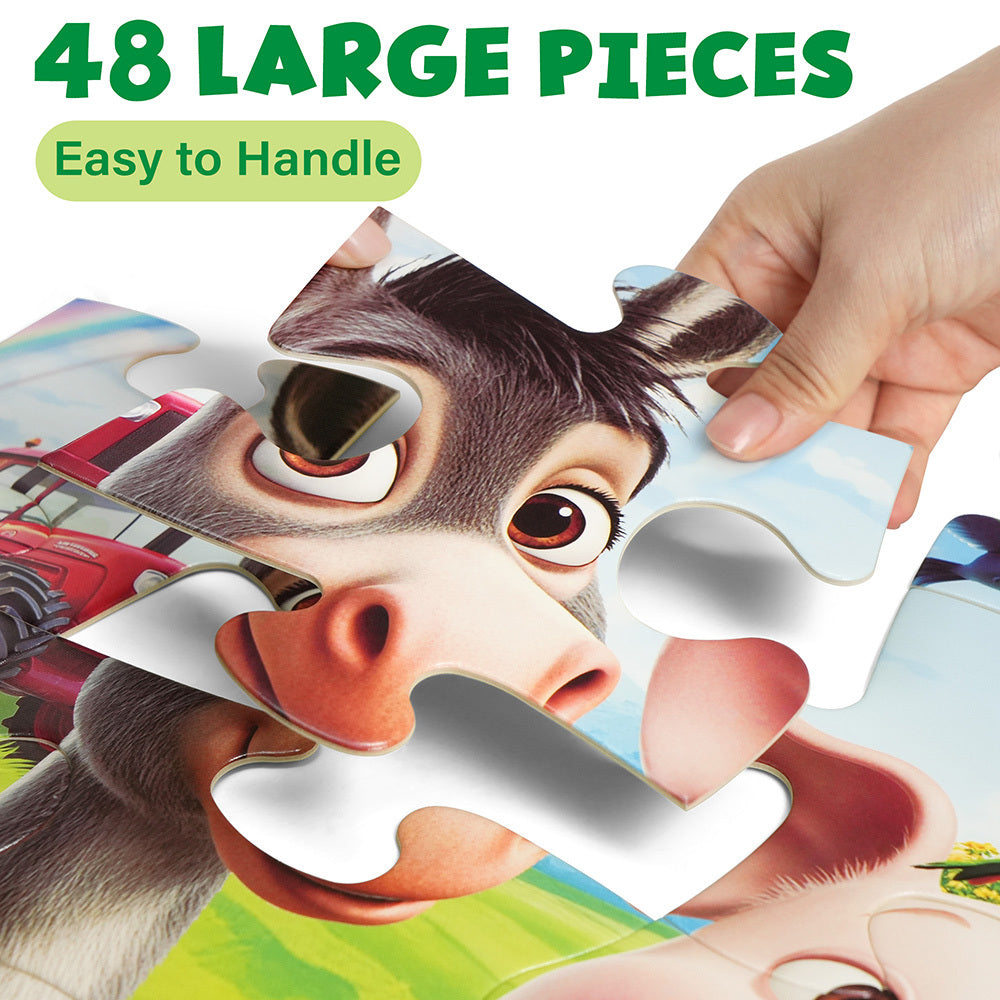 Large Floor Puzzle for Kids Ages 3+, Chunky Jigsaw in Mermaid or Farm Animals Design