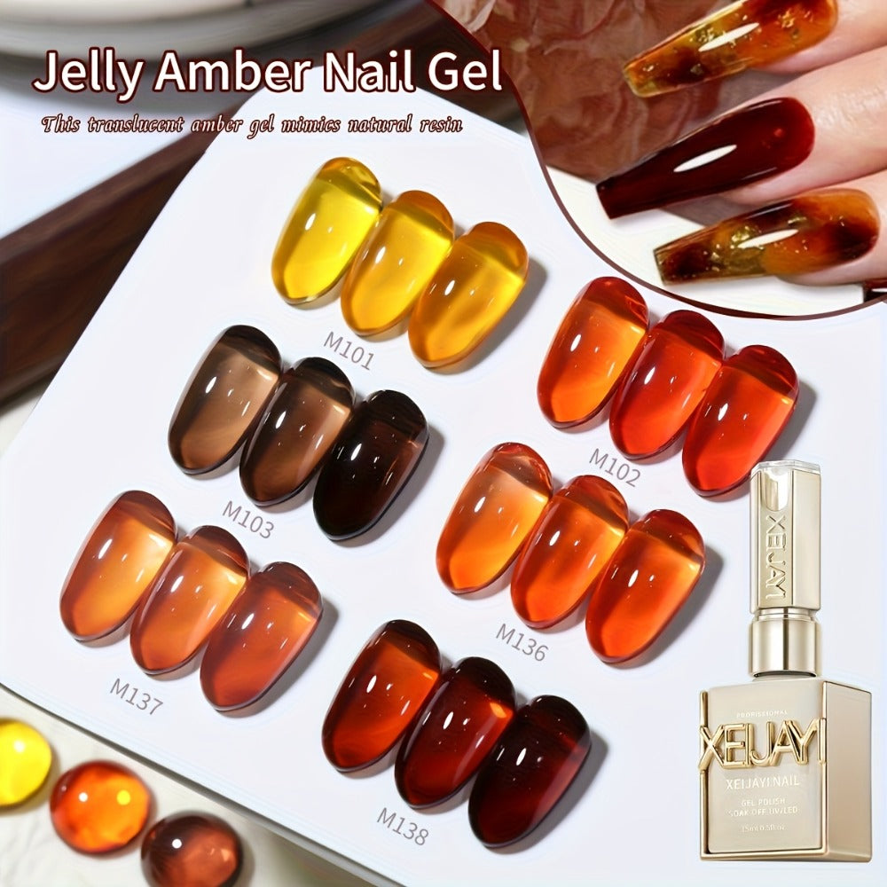 Magnetic Nail Gel Polish Set 6pcs 0.51oz Amber Aurora — Holographic Multicolor Shimmer Cat Eye UV LED Soak-Off Gel Nail Art Kit for Women, 2025 Trending Salon & Home Manicure Shades 101-138