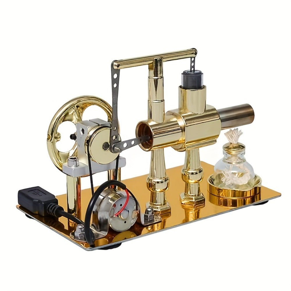 Stirling Engine Generator Kit Single Cylinder Stainless Steel – Real Working Heat Engine Model Generates Electricity, STEM Physics Experiment Toy Educational Science Gift for Teens Adults Engineers Ages 14+