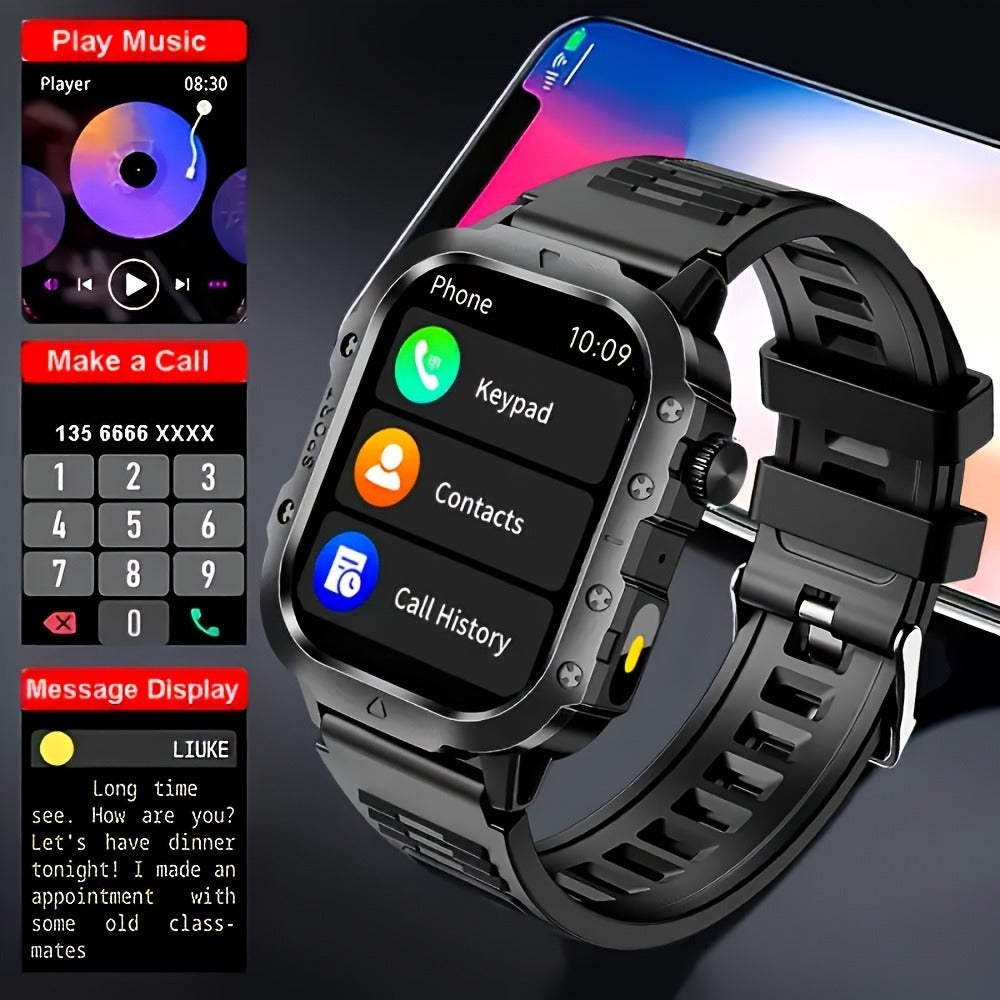 Brown Black Large Screen Smartwatch – Wireless Calling & SMS, Fitness Tracker, Remote Camera Control, USB Rechargeable – Unisex Business Watch for Men & Women iPhone & Android Compatible