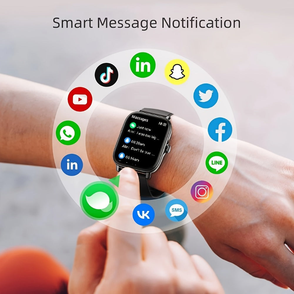 Smart Watch with Remote Photo Control & HD Voice Calling, Large Screen Unisex Smartwatch, Message Notifications, Multiple Sport Modes, Heart Rate Sleep Tracker, Compatible with iPhone & Android – Black Pink Silver Gold 5 Colors