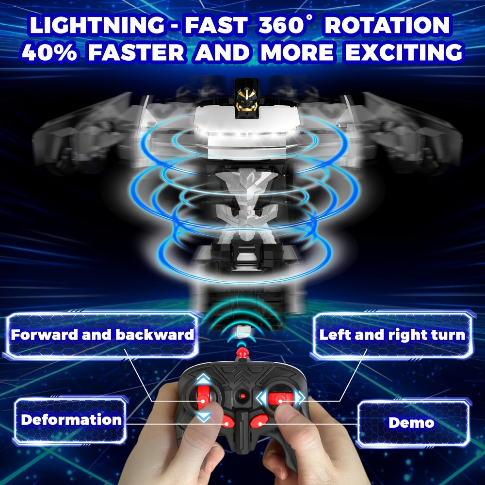 Transforming Robot RC Car, 1:18 Scale, One-Button Transform, LED Lights