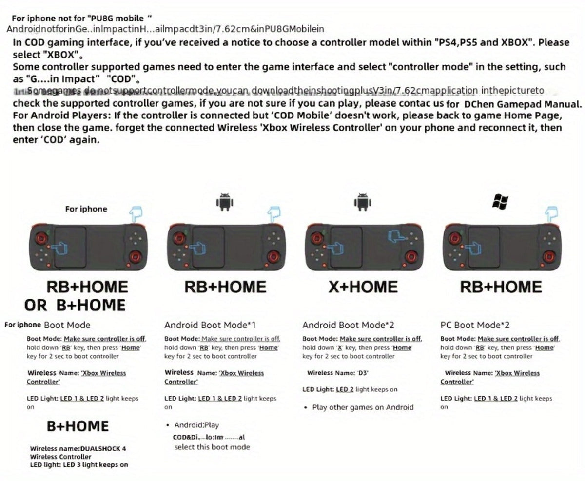 Bluetooth Wireless Gamepad Controller for iPhone Android PC Tablet Steam Deck – Rechargeable, Ergonomic Design, Multiple Colors, Compatible with PUBG COD Mobile Genshin Impact