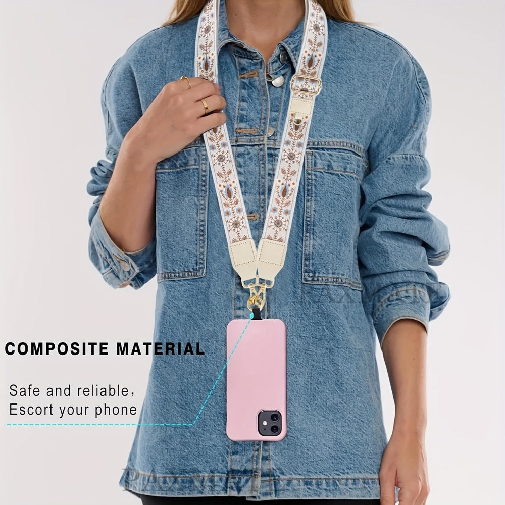 Phone Lanyard Crossbody Strap with Zipper Pouch & Beaded Charm Adjustable Hands-Free Cell Phone Shoulder Strap – Universal Fit for Most Smartphones Women Teens Travel Daily