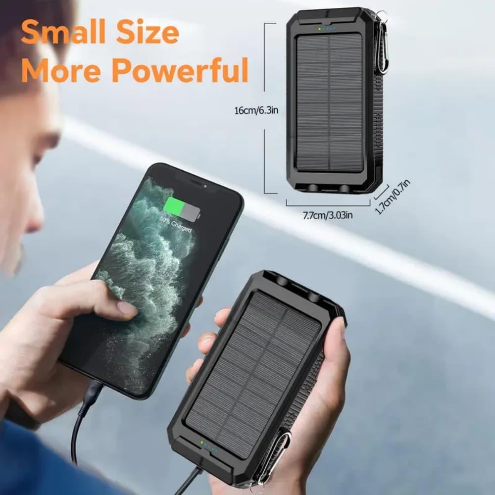 Solar Power Bank 50000mAh with Dual LED Flashlight SOS Mode & Compass – Portable Solar Charger Dual USB for Camping Hiking Travel Emergency Outdoor Survival for iPhone Samsung Android All Cell Phones