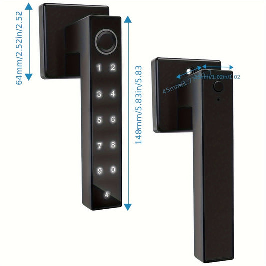 Smart Door Handle Lock with Fingerprint, App, PIN, IC Card and Key, Left/Right Compatible