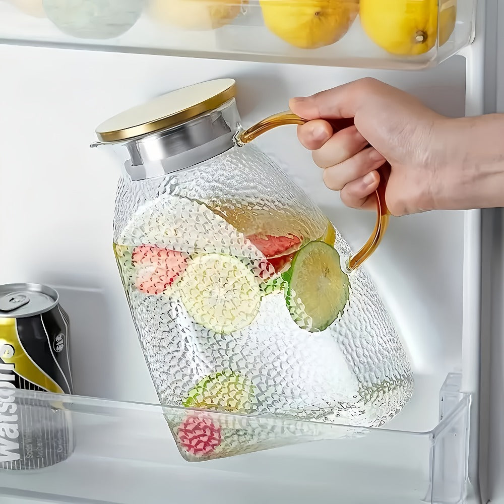 Glass Water Bottle Kettle Set – Heat-Resistant Large Capacity Fridge Door Storage with Cleaning Brush & Long Spoon – Perfect for Iced Tea, Cold Brew Coffee, Juice & Infused Water