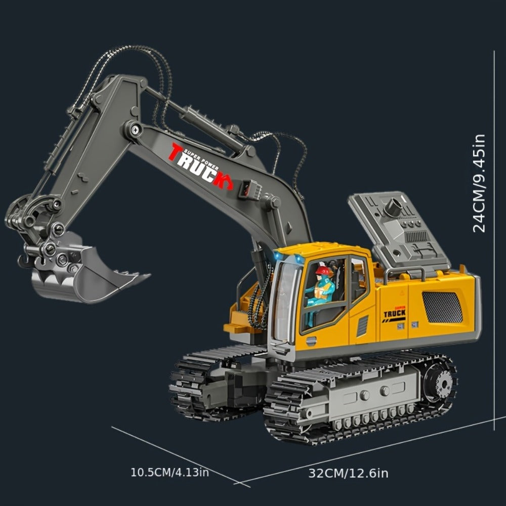 RC Excavator with Metal Shovel, LED Lights, 13CH or 17CH