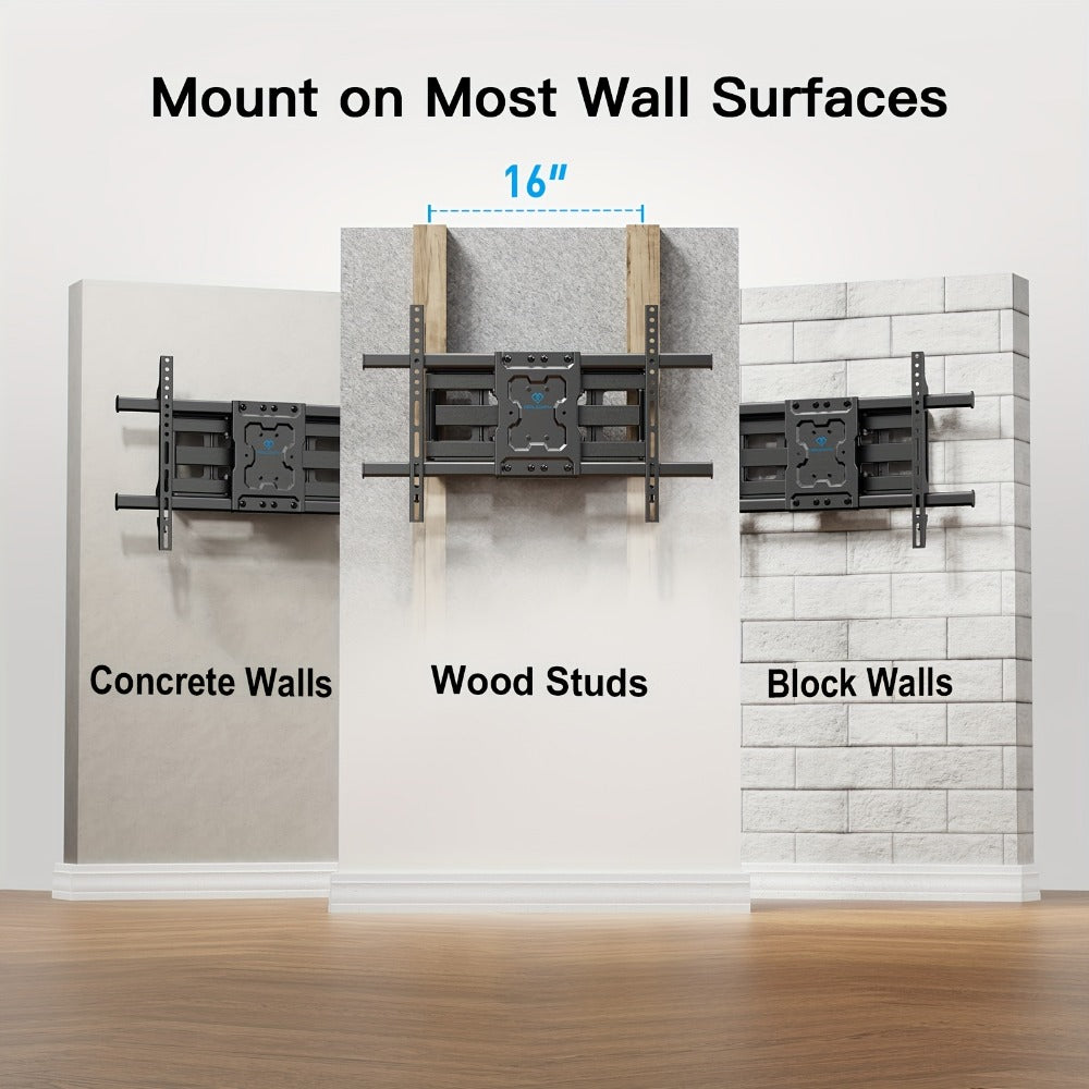 Full Motion TV Wall Mount 37-75 Inch – Heavy Duty Dual Arm Swivel Tilt, 132 lbs Capacity, VESA 600x400mm, Extends 15.4 Inch, Fits LED LCD OLED Flat Curved Screens, Cable Management Included