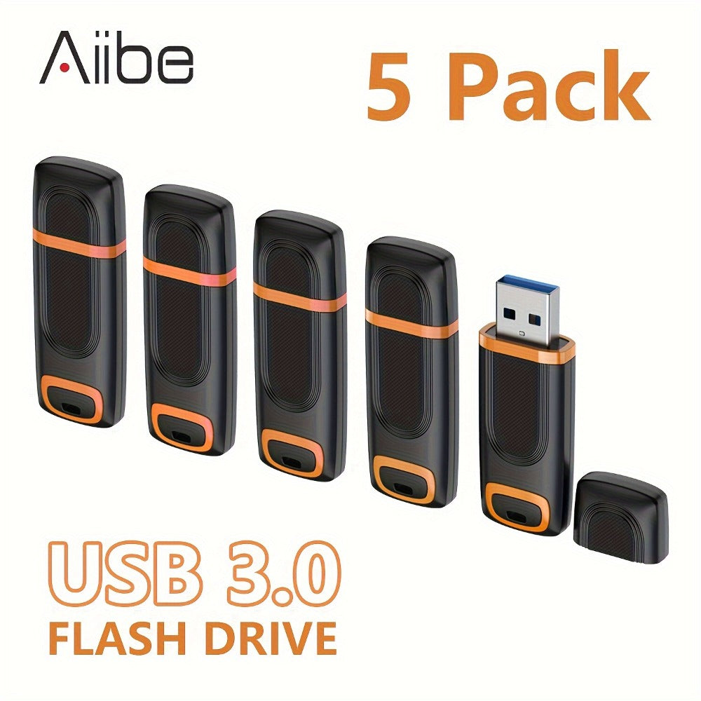 5-Pack USB 3.0 Flash Drive High Speed Thumb Drive with LED Indicator – 16GB 32GB 64GB 128GB Memory Stick Pen Drive for PC Laptop Mac Computer Storage & File Transfer