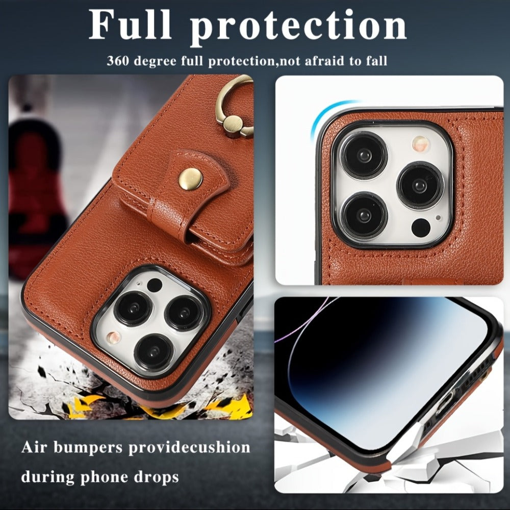RFID Blocking iPhone Wallet Case with Magnetic Card Holder Kickstand MagSafe Compatible Shockproof Armor Bumper Wireless Charging Support for iPhone 16 15 14 13 12 Pro Max Plus Series