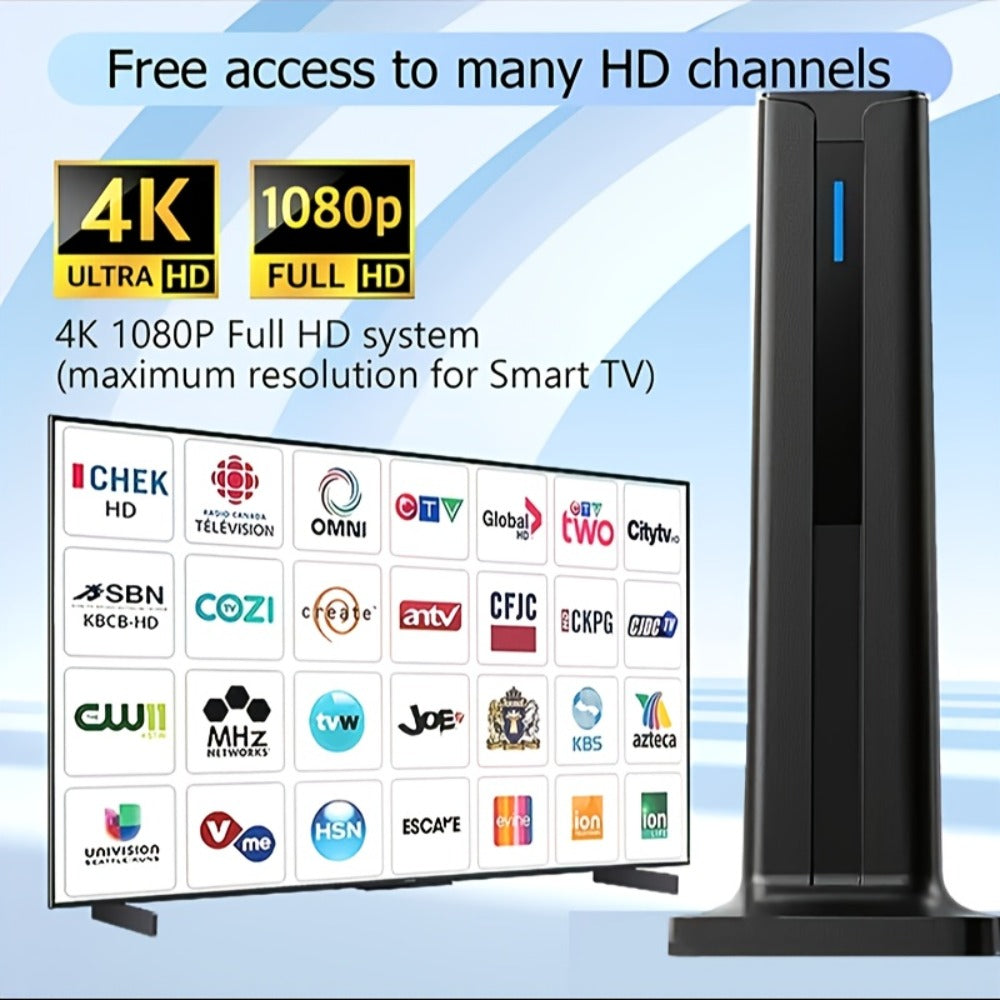 Magnetic Base TV Antenna Indoor – 4K 1080P HD, VHF & UHF Signal Booster Amplifier, Portable Digital Antenna for All TVs, 1pc or 2pcs Bundle