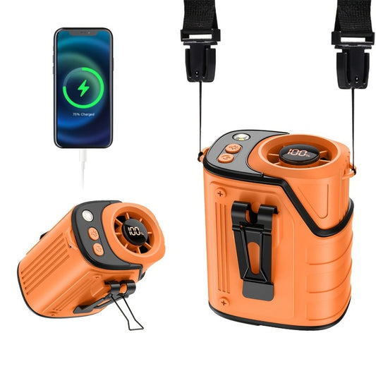 Waist Fan with LED Flashlight, Power Bank and 3600mAh Battery, Digital Display