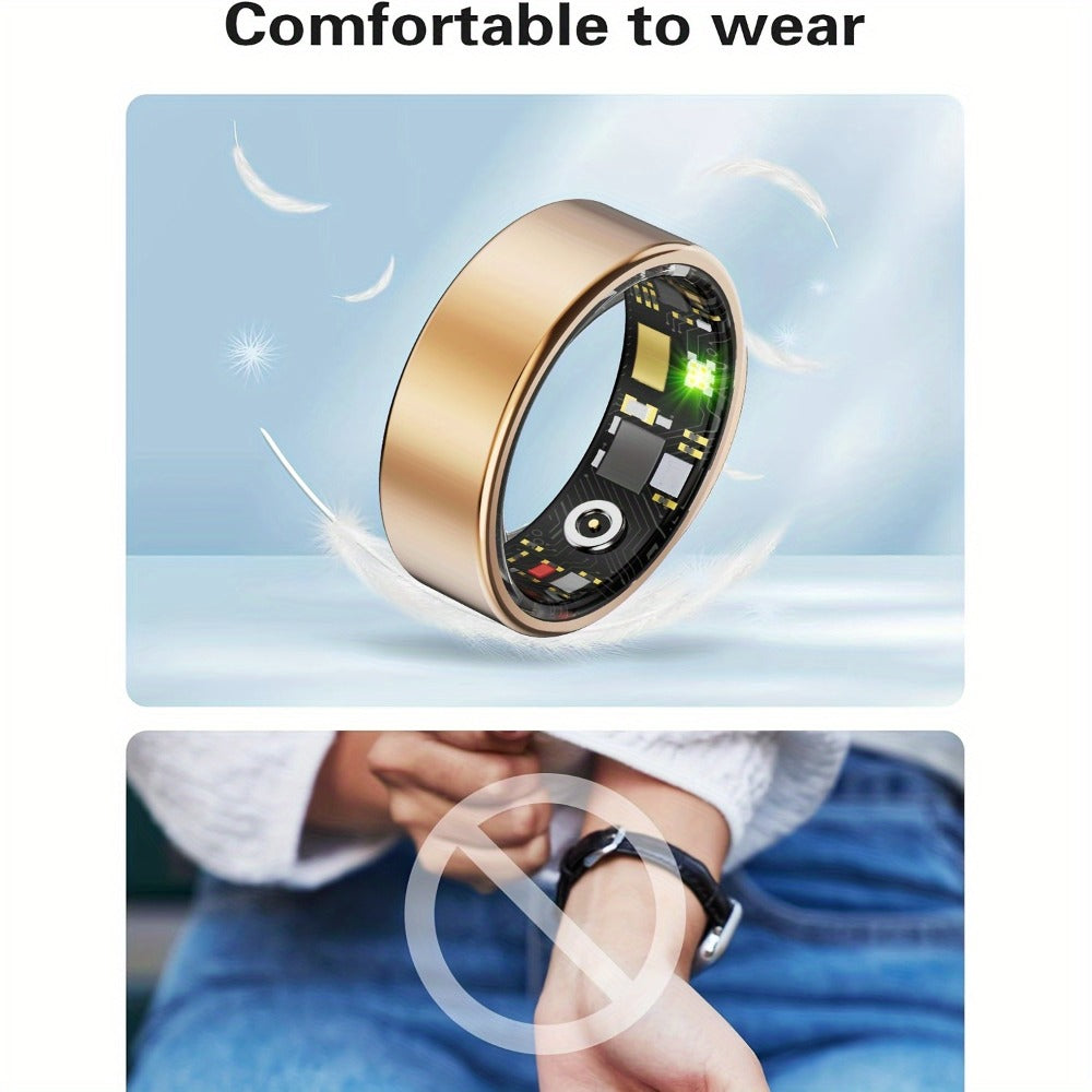Smart Ring Fitness & Health Tracker for Men & Women – Heart Rate, Sleep, Steps, Calories, Body Temp & HRV Monitoring, IP68 Waterproof, iOS & Android Compatible