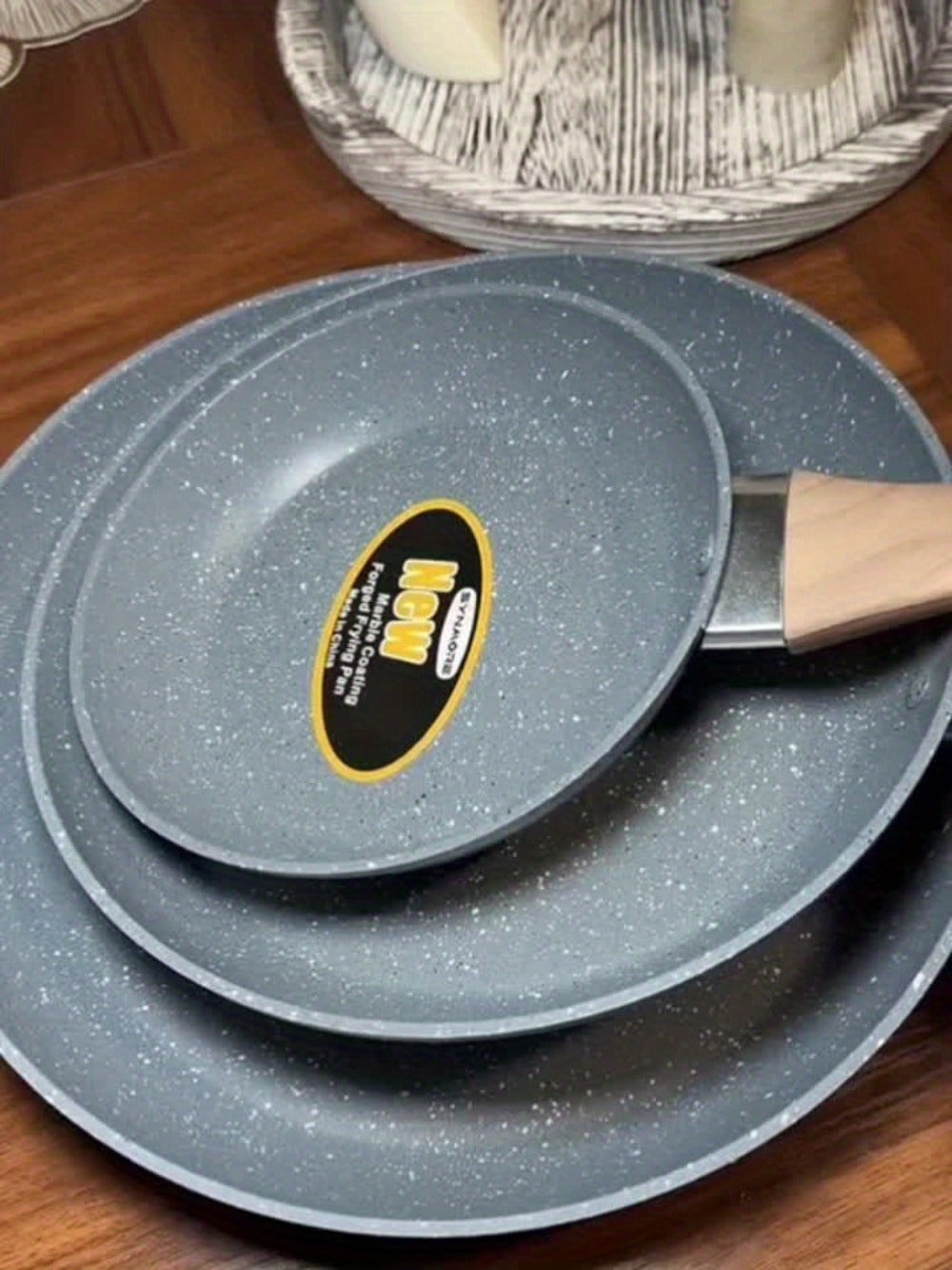 Non-Stick Frying Pan Set 3-Piece 7 9.5 11 Inch – Dishwasher Safe Skillet Set with Insulated Handle | Induction Compatible Home Kitchen Pans in Beige Grey & Black | Durable Even-Heating Cookware