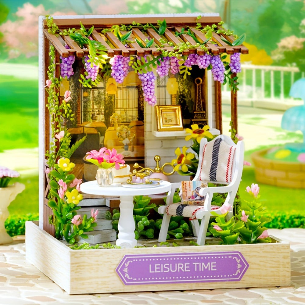 DIY Wooden Miniature House Kit with Dust Cover in Three Themes