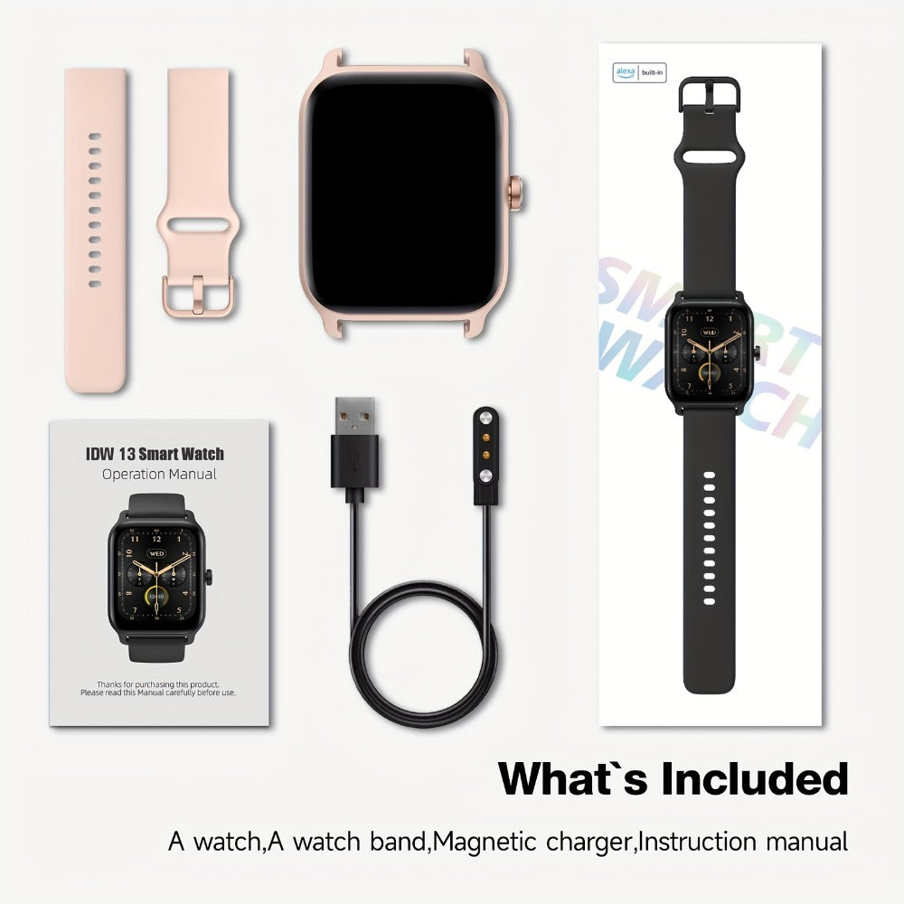 Smartwatch with Built-in Alexa FAWEIO 1.8" HD Touch Screen, Bluetooth Calling, 100+ Sport Modes, Fitness Tracker Heart Rate Sleep Monitor, Compatible with iPhone & Android – Smart Watch for Women Men 14 Colors